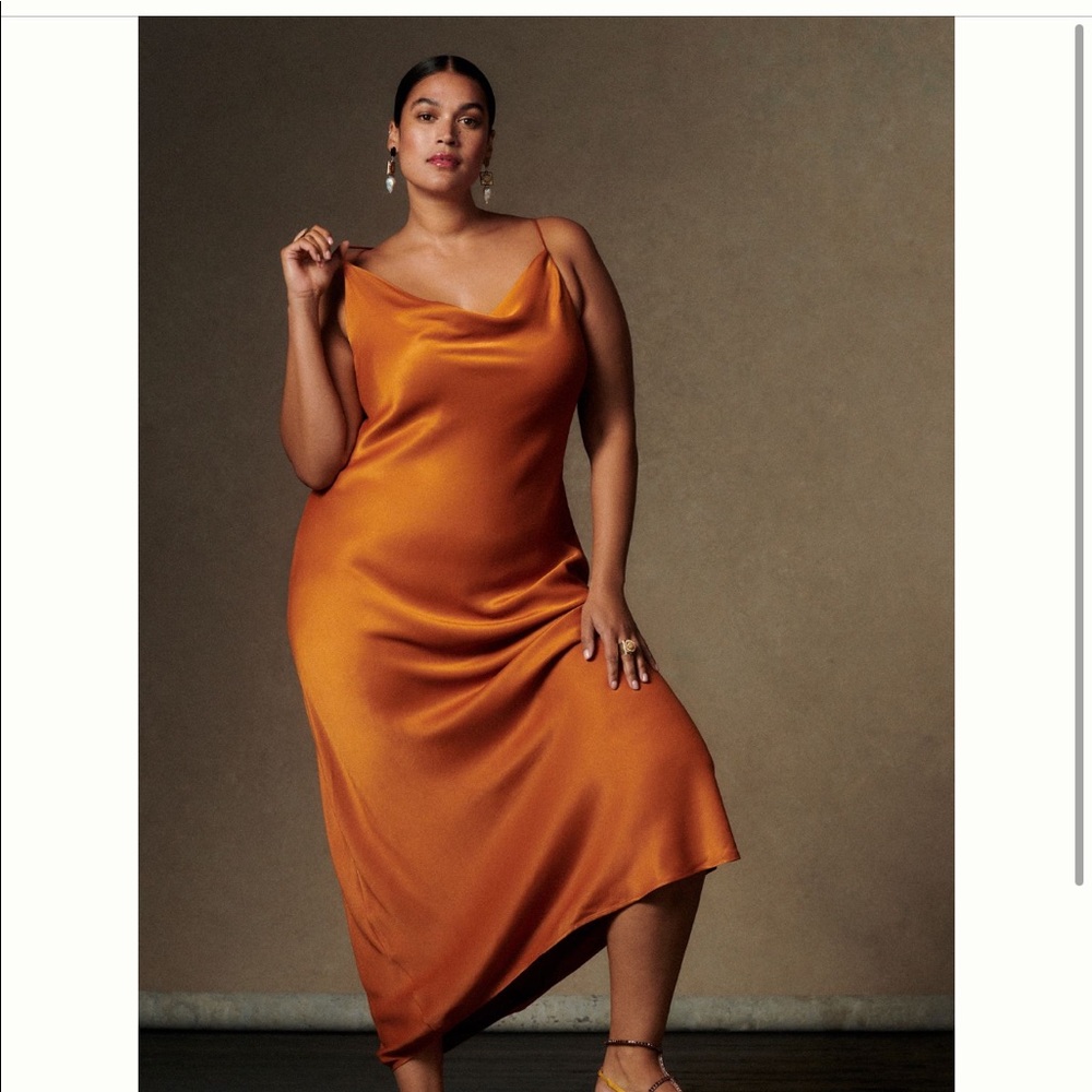 Anthro Cowl Neck Slip Maxi Dress